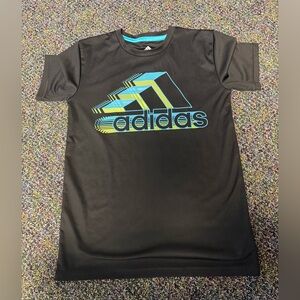 adidas Black Kids' Tee with Blue & Yellow Logo. Size M